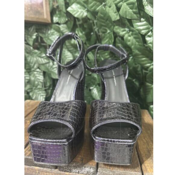 Giuseppe Zanotti Platform Heeled Sandal 40 Square Peep Toe Cocktail Navy Betty - Picture 4 of 9